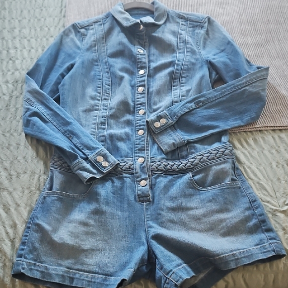 Guess Denim Long Sleeve Romper - Size 8 - Picture 4 of 5